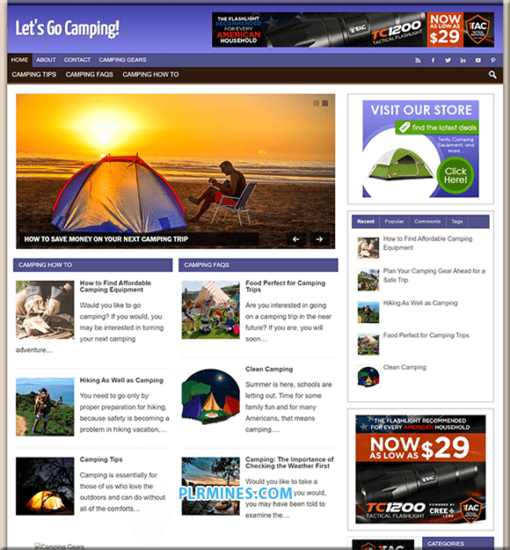 Camping Tips PLR Website