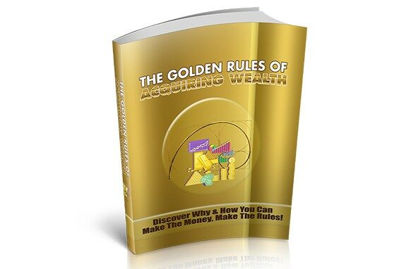 Golden book cover titled 'The Golden Rules of Acquiring Wealth'